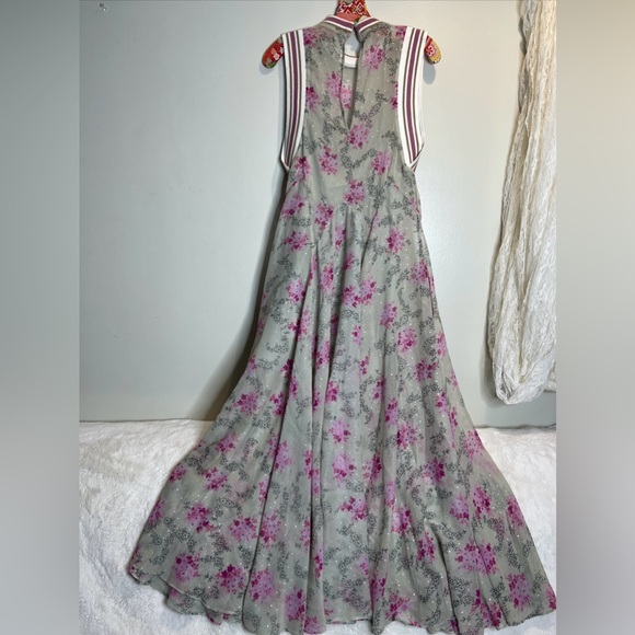 Free People Bali Adaire Metallic Dots Printed Floral Maxi Dress M